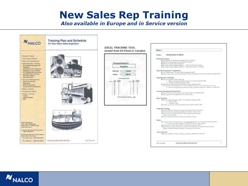 New Sales Rep Training Also available in Europe and in Service version